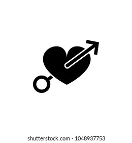 an arrow pierced with an arrow icon. Element of wedding and divorce elements illustration. Premium quality graphic design icon. Signs and symbols collection icon for websites on white background