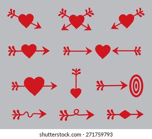 arrow pierces the heart. Vector. isolated