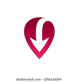 Arrow Pin Logo Template, Navigation and Pointer Icons
