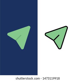 Arrow, Pin, Mouse, Computer  Icons. Flat and Line Filled Icon Set Vector Blue Background