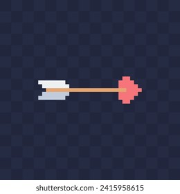 Arrow, pixel art style icon, isolated vector illustration. Design for sticker, mobile app and logo. Game assets 8-bit sprite.