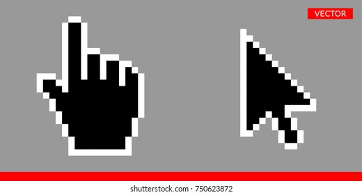 Arrow Pixel Cursor Pixel Mouse Hand Stock Vector (Royalty Free ...