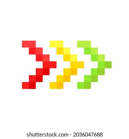 Arrow pixel icon. Podcast 8-bit vector illustration.