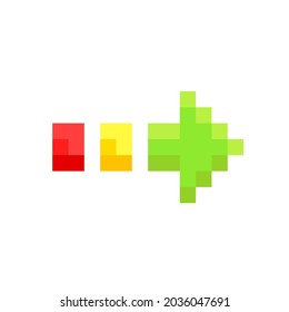 Arrow pixel icon. Podcast 8-bit vector illustration.