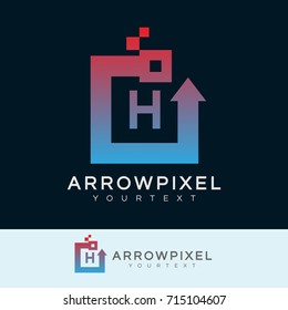 arrow pixel initial Letter H Logo design