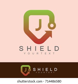 arrow pixel initial Letter J Logo design
