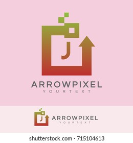 arrow pixel initial Letter J Logo design
