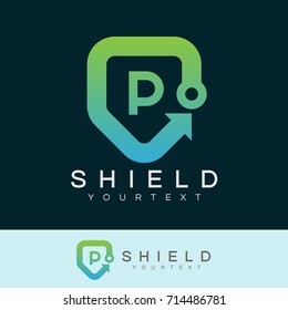 arrow pixel initial Letter P Logo design