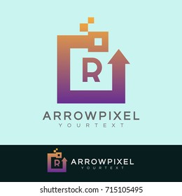 arrow pixel initial Letter R Logo design