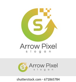 arrow pixel initial Letter S Logo design