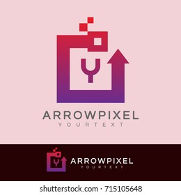 arrow pixel initial Letter Y Logo design