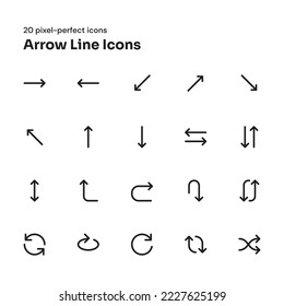 Arrow pixel-perfect line icons suitable for website and mobile apps ui design