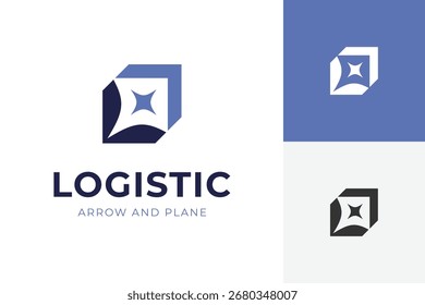 Arrow and Plane Logistics Logo Design with Geometric Shape for Delivery and Transport Business Logo Template