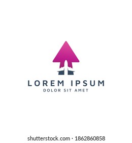 arrow and plane negative space logo design