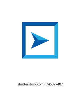 arrow play box logo vector illustration