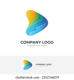 arrow play logo concept with 3d colorful style