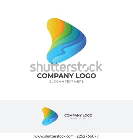 arrow play logo concept with 3d colorful style