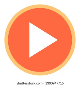 Arrow play sign circle icon in thin line style. Round shape isolated on white background. The graphic element for design saved as a vector illustration in the EPS file format.