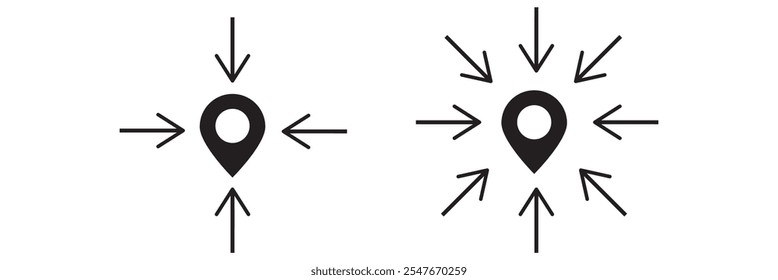 Icono de concentración de flecha y punto 333 