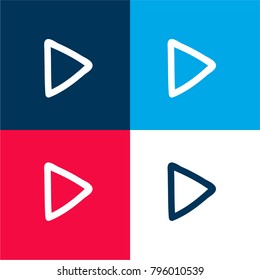 Arrow point hand drawn outline pointing to right direction four color material and minimal icon logo set in red and blue