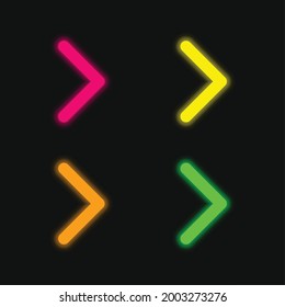 Icono de vector neonato brillante de cuatro colores a la derecha