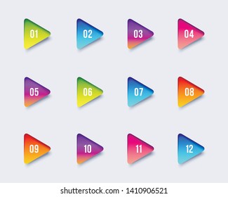 	
Arrow point triangles with colorful gradient. Eps10 vector.