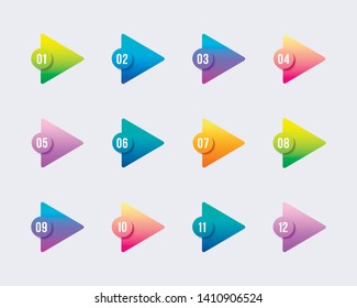 	
Arrow point triangles with colorful gradient. Eps10 vector.