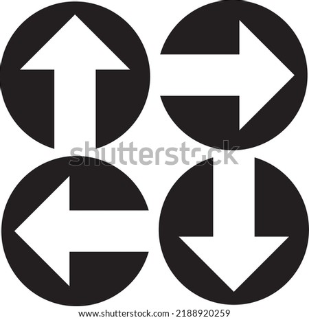 Arrow pointed all four direction in round shape, Up, down, left, right, North, south, east, west. Drag and drop.