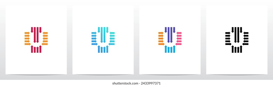 Arrow Pointed Inward Letter Initial Logo Design U