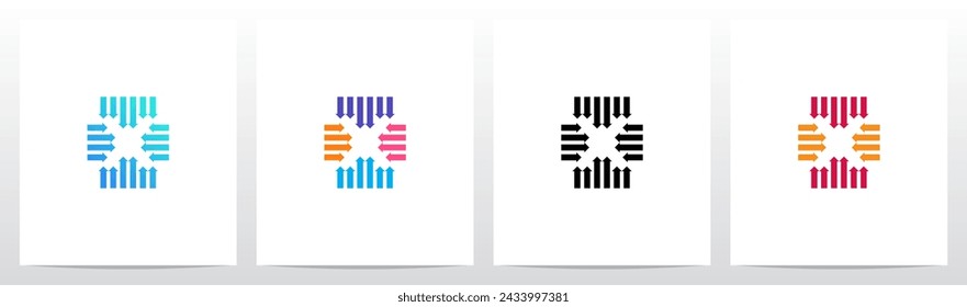 Pfeil nach innen zeigender Buchstabe Anfangslogo Design X