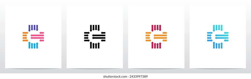 Arrow Pointed Inward Letter Initial Logo Design C