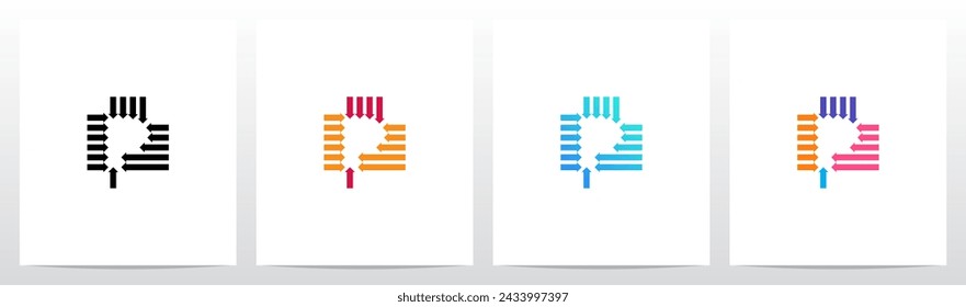 Arrow Pointed Inward Letter Initial Logo Design P