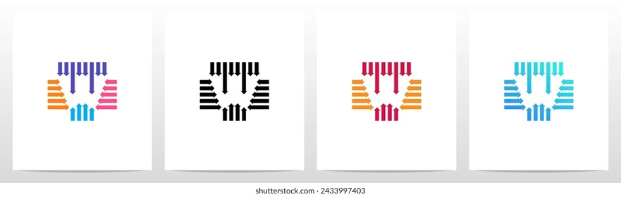 Arrow Pointed Inward Letter Initial Logo Design W