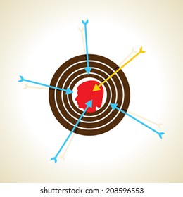 arrow pointed on boy head or focus concept vector
