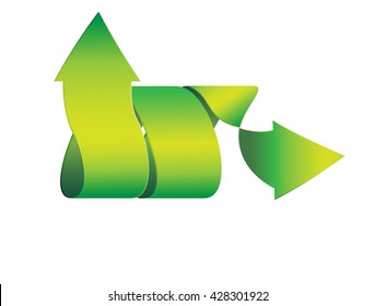 Arrow pointer 3D spiral-shaped isolated on white background