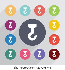 arrow pointer circle, flat icons set. Round colorful buttons. Vector