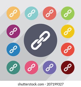 arrow pointer circle, flat icons set. Round colorful buttons. Vector