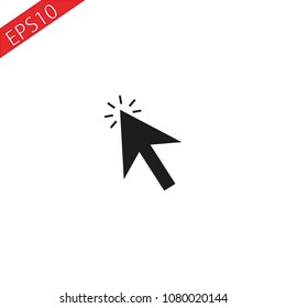 Arrow pointer or click button vector icon of arrow web cursor pointer clicking