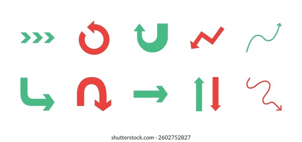 arrow pointer direction icons. flat color style icon set