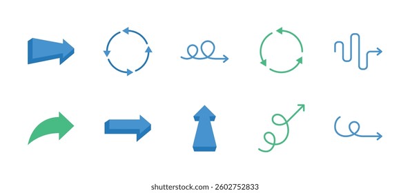arrow pointer direction icons. flat color style icon set
