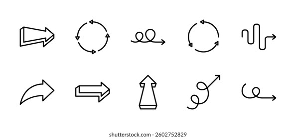 arrow pointer direction icons. outline minimal style icon set