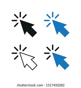 Arrow pointer. Four options. Simple vector illustration.