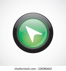arrow pointer glass sign icon green shiny button. ui website button  