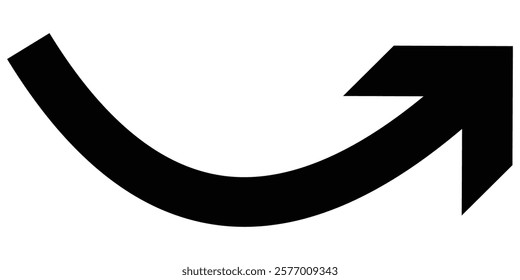 Arrow pointer icon. Black curve arrow pointing up. Flat style. arrow icon for your web site design, logo, app, UI. Vector Illustration.