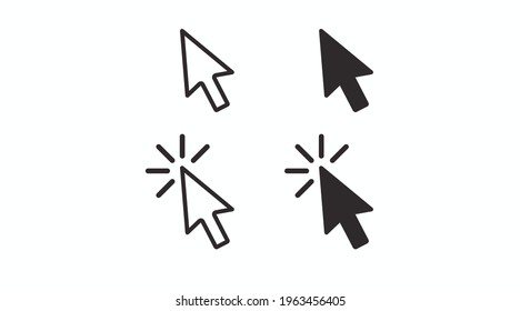 Arrow Pointer Icon Set. Vector isolated black and white illustration
