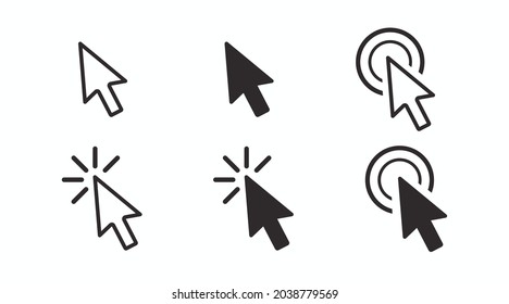 Arrow Pointer Icon Set. Vector isolated black and white illustration