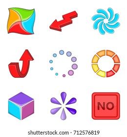 Arrow pointer icons set. Cartoon set of 9 arrow pointer vector icons for web isolated on white background