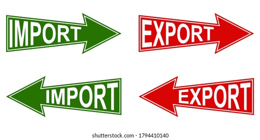 Arrow pointer import export, vector pointers for import and export of goods, symbol of international business and turnover