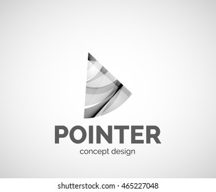 Arrow pointer logo business branding icon, created with color overlapping elements. Glossy abstract geometric style, single logo