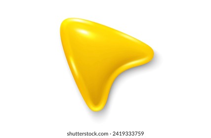 Arrow pointer, mouse cursor 3d icon. Computer interface tool. Click here yellow arrow. Computer mouse cursor. Web interface 3d click pointer. Computer arrow selection tool. Vector